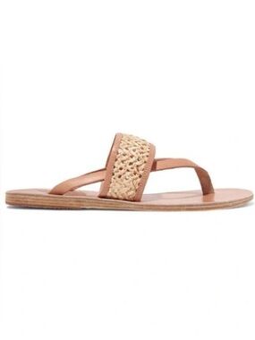 Ancient Greek Zenobia Woven Raffia And Leather Sandals In Neutral